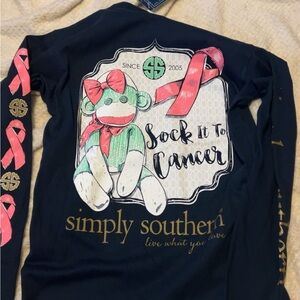 Simply Southern Blue Long Sleeve Tee with Frog Design